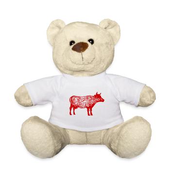 A red wild bull with horns - Teddy Bear - white - Front