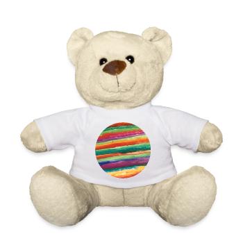 bunter gemalter Planet - Teddy - Weiß - Vorne