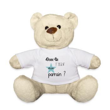 Veux tu etre mon parrain? - Nounours - blanc - Devant