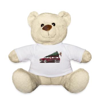 Weihnachtsmann im Auto,X-mas,Weihnachten Shirt car - Teddy - Weiß - Vorne