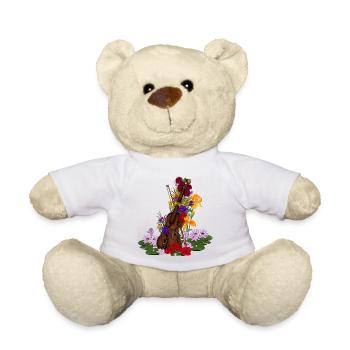 Kaputte Geige mit Blumen Klassische Musik - Teddy - Weiß - Vorne