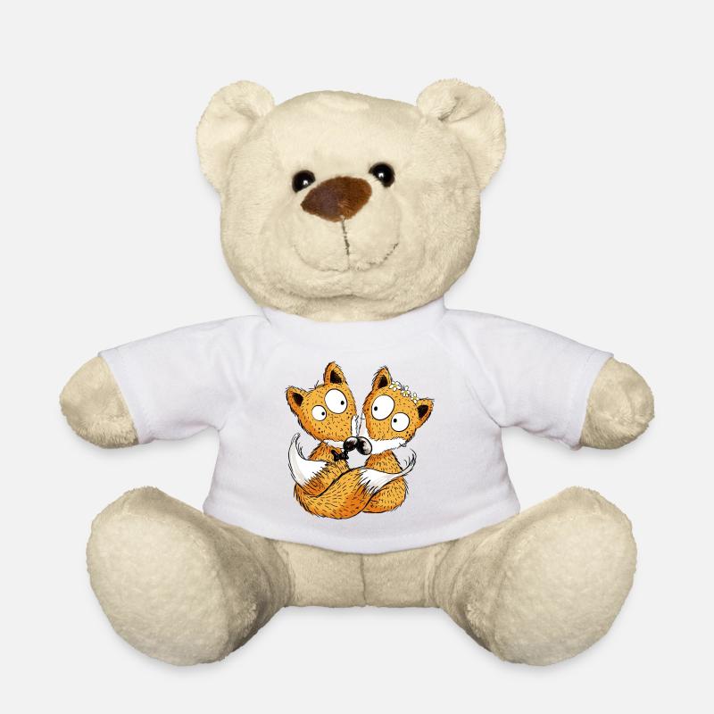 Fuchs Hochzeit - Brautpaar - Comic - Partnerschaft - Teddy - Weiß