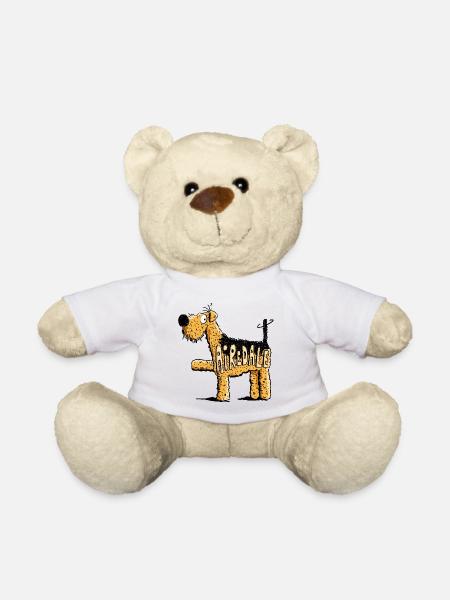 Cute Airedale Terrier - Dog - Cartoon - Gift - Teddy Bear - white