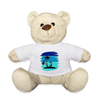 Soleil, plage et palmiers - Nounours - blanc - Devant