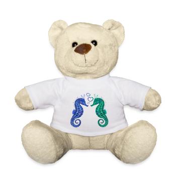 Sea Horses - Love - Teddy Bear - white - Front