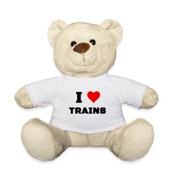 I love trains - Teddy Bear - white - Front