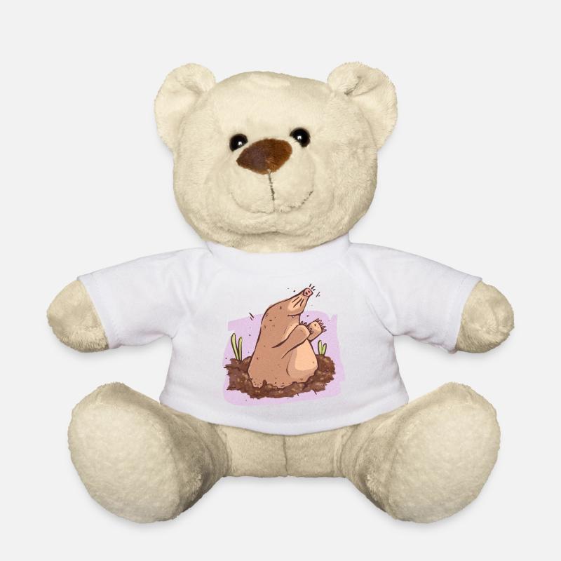 Moles in the earth - Teddy Bear - white