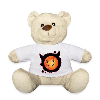 cute devil in flames and glowing face - Teddy Bear - white - Front