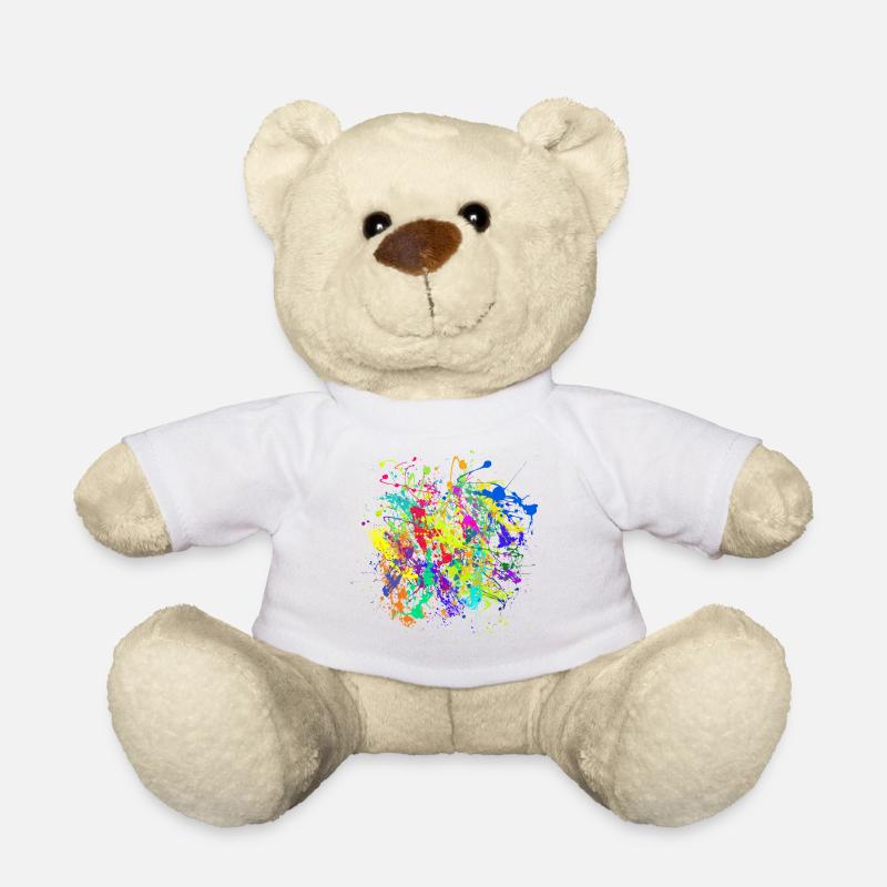 Colorful blobs of paint splatter - Teddy Bear - white