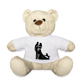 Marier les jeunes mariés avec le propriétaire d'un chien - Nounours - blanc - Devant