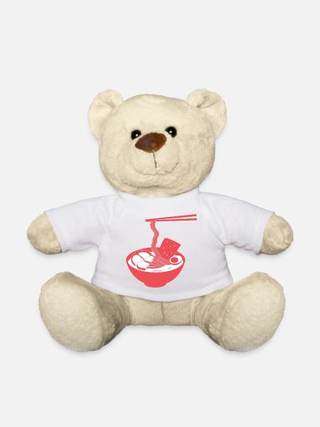 Eating Ramen - Teddy Bear - white