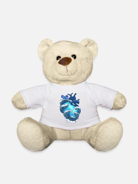 Heart ocean tsunami heartbeat waves sea pacific - Teddy Bear - white