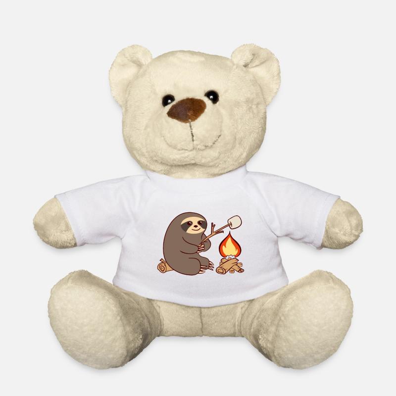 Lagerfeuer Faultier Camping Camp Marshmellow Grill - Teddy - Weiß
