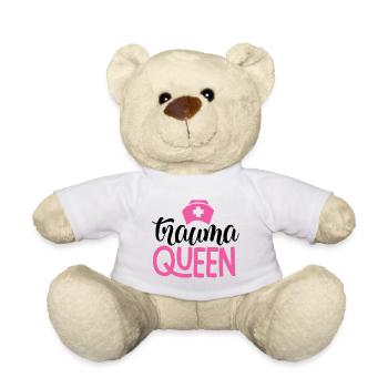 Trauma Queen Pink Nurse Slogan - Teddy Bear - white - Front