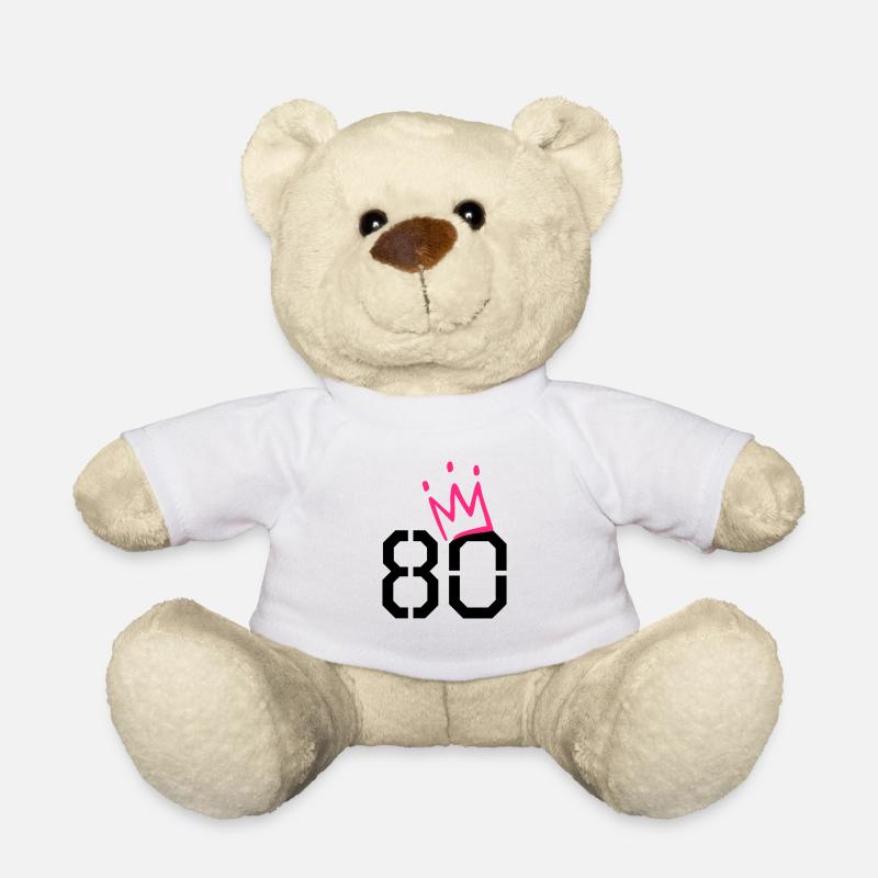 80e anniversaire - 80 couronne - 80 ans - Nounours - blanc
