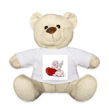 Angel sleeping on a heart - Teddy Bear - white - Front