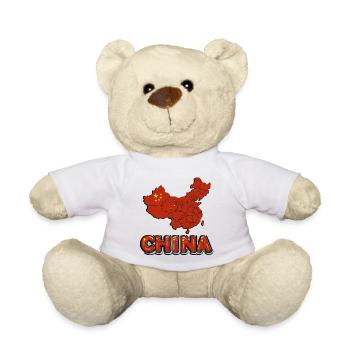 Chine Asie Asie continent Drapeau Drapeau Police - Nounours - blanc - Devant