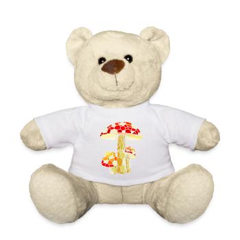 Fly Agaric Mushroom Polygon Geometric Art - Teddy Bear - white - Front
