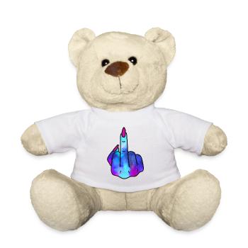 Middle finger stinky finger hand sign sarcasm - Teddy Bear - white - Front