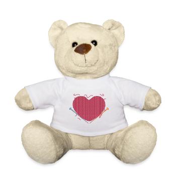 Knitting knitting crochet crochet tailor heart - Teddy Bear - white - Front