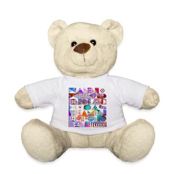 Maori - Aztec - Maya - Inca trendy tattoo tribal - Teddy Bear - white - Front