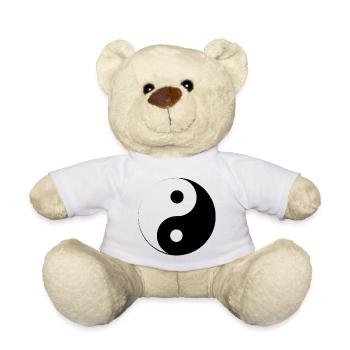 Ying and Yang style with broken circle - Teddy Bear - white - Front