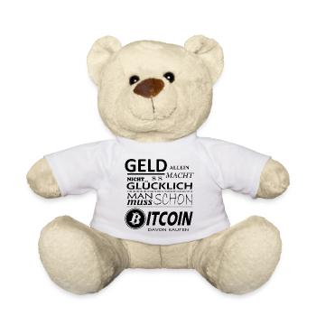 Bitcoin Sprüche Geld allein macht nicht glücklich - Teddy - Weiß - Vorne