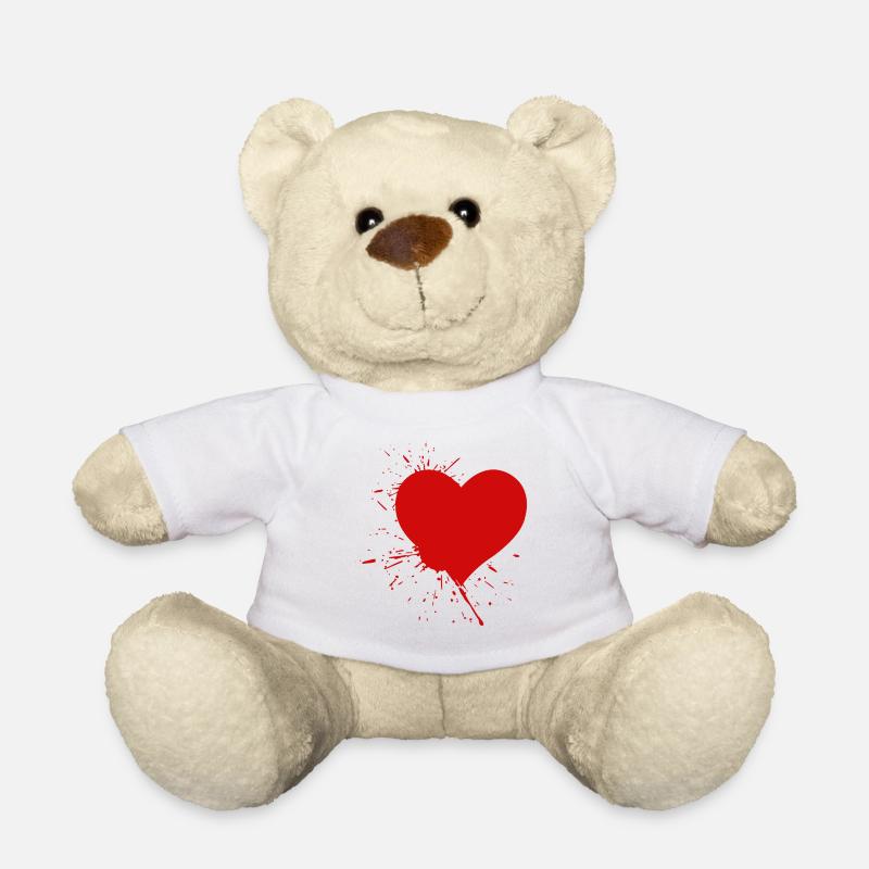 A bright red heart - Teddy Bear - white