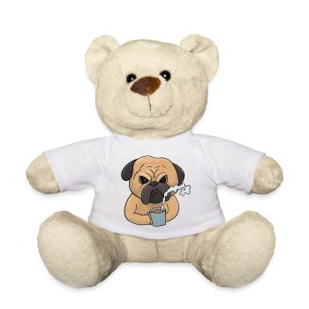 Chien grincheux avec café muffins du matin - Nounours - blanc - Devant