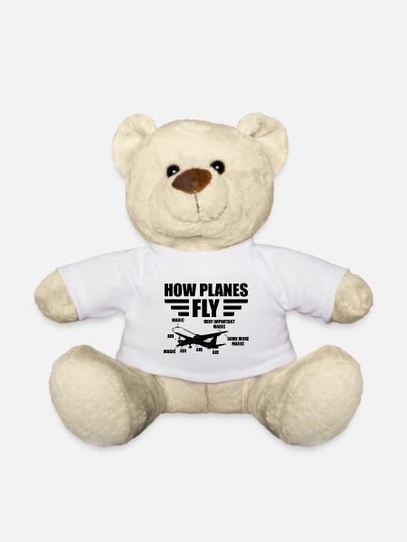 How planes fly pilot aviation gift airplane - Teddy Bear - white
