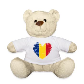 Roumanie coeur drapeau blason - Nounours - blanc - Devant
