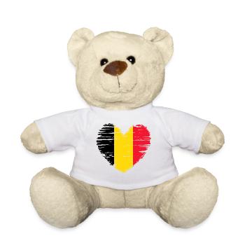 Belgium Heart Flag Flag Coat of Arms - Teddy Bear - white - Front