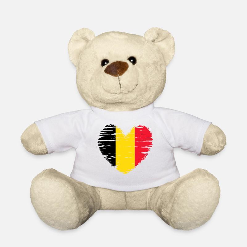 Belgique coeur drapeau blason - Nounours - blanc