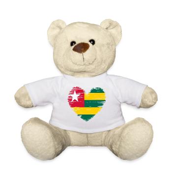 Togo Heart Flag Flag Coat of Arms - Teddy Bear - white - Front