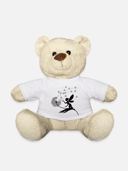 Schmetterlingdesign Pusteblumen Wiese Herzen Feen - Teddy - Weiß