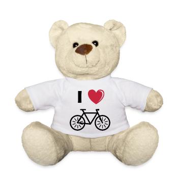 J’aime Bycycles Vélo Love Heart Icône de roue icône - Nounours - blanc - Devant