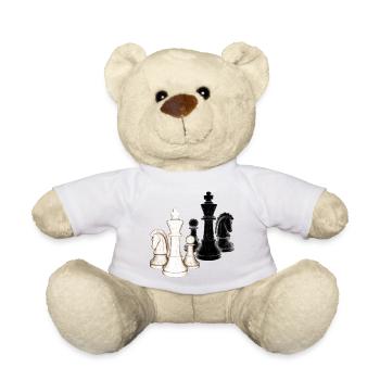 Échecs, pièces d’échecs, blanc, noir - Nounours - blanc - Devant