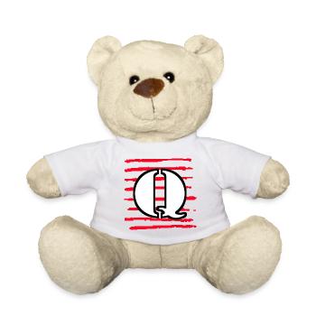black white red stripes q - Teddy Bear - white - Front