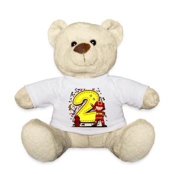 2ème Fête d’Anniversaire des Enfants - 2 ans - Pompiers - Nounours - blanc - Devant