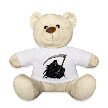 Grim Reaper mit Sense auf Schwarzem Hintergrund - Teddy - Weiß - Vorne