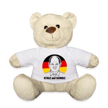stolz auf Scholz, Bundeskanzler, Deutschland Shirt - Teddy - Weiß - Vorne