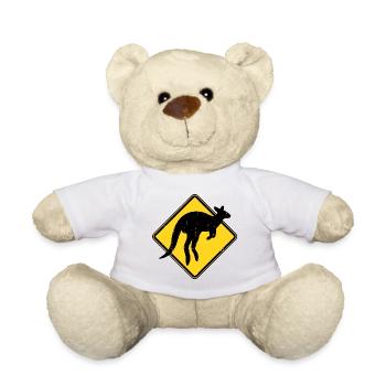 Kangaroo Australia Warning Kangaroo Crossing - Teddy Bear - white - Front