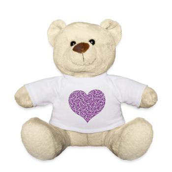 Coeur Infinity 3D - Violet - Nounours - blanc - Devant