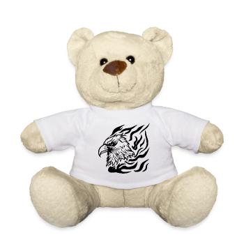 Adlerkopf mit Flammen Tattoo Style - Teddy - Weiß - Vorne