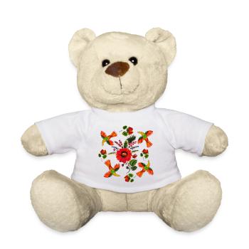 Petrykivka Painting. Ukrainian folk ornaments. - Teddy Bear - white - Front