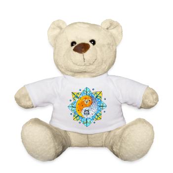 Katze Hund niedlich Yin Yang Symbol Mandala - Teddy - Weiß - Vorne