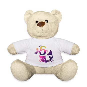 5th Birthday Mermaid - Teddy Bear - white - Front