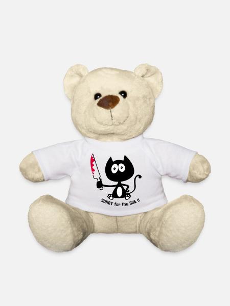 Chat meurtrier, chat tueur, humour de chat ! - Nounours - blanc