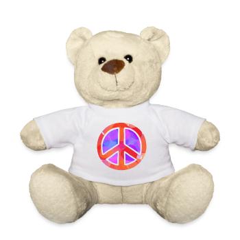 Farbiges Friedenssymbol - Teddy - Weiß - Vorne