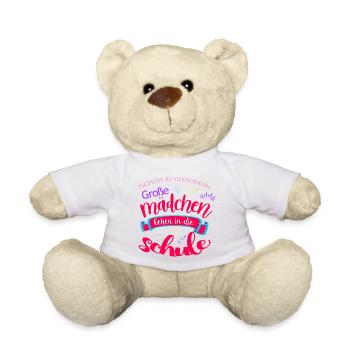 Einschulung Schulanfang Kindergarten Schulstart - Teddy - Weiß - Vorne